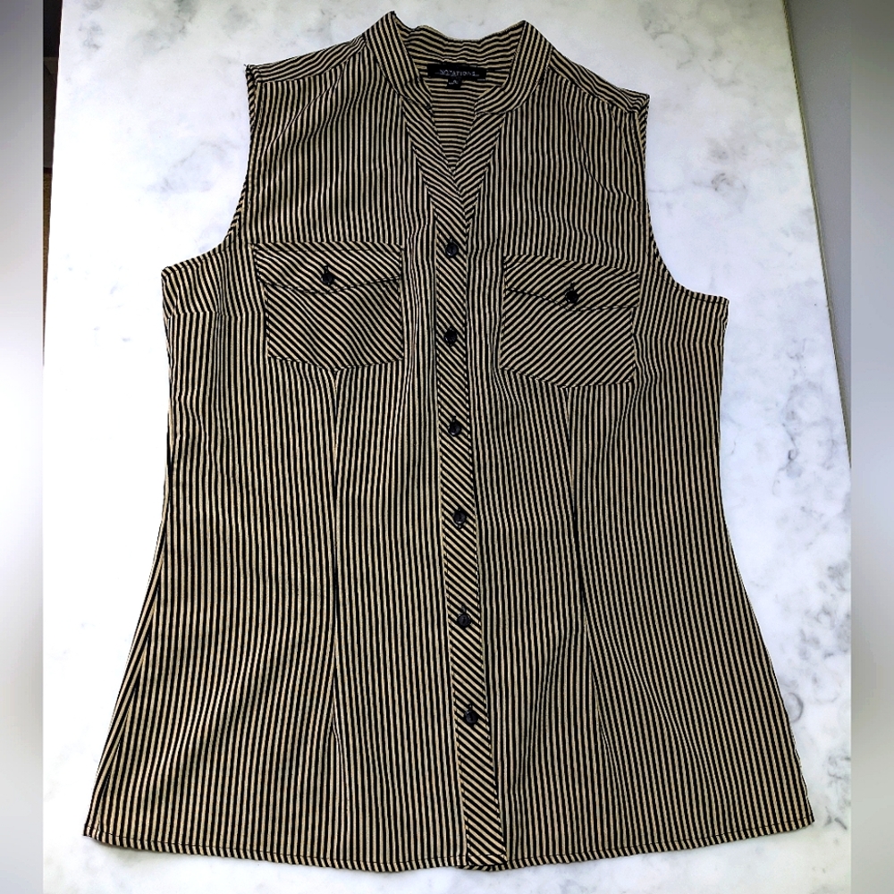 Striped Button Up Tank Top / Notations Striped Tank